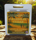 Twin Palms Fragrances Cashmere Cedar wax melt packaging with scenic label